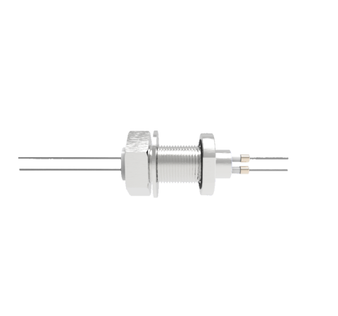 2 Pin 2kV Baseplate Feedthrough 13.5 Amp 0.050 Molybdenum Conductor 1 inch Bolt