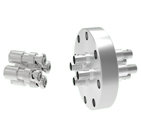 MHV Grounded Shield Recessed 5kV 3.6 Amp 4 each in a CF3.375 Flange With Plug