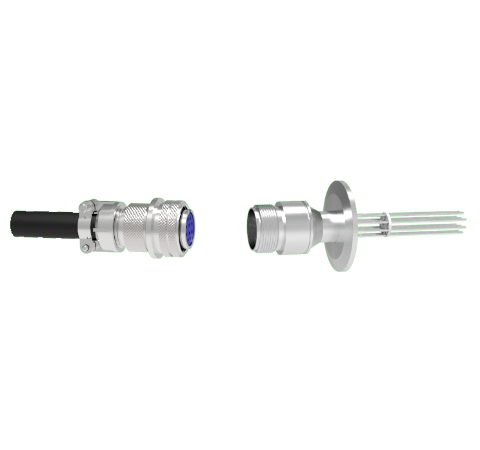 10 Pin 5015 Style Circular Connector, 700V, 4.8 Amp, Alumel Conductor in a KF40 ISO Flange With Plug