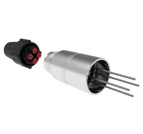 4 Pin, 12kV, 13 Amp Feedthrough, 0.062 Inch Diameter Molybdenum Conductors, Weld In, With Plug