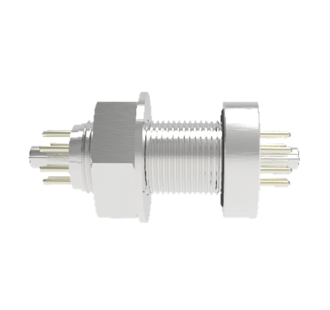 Octal, 8 Pin Baseplate Feedthrough, 350V, 5 Amp Alumel Conductors in a 1 inch Bolt Without Plugs