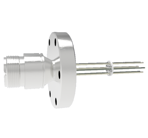 Thermocouple, Type K, 3 Pair, 0.062 Conductor Diameter, in a CF2.75 Conflat Flange, Without Plug