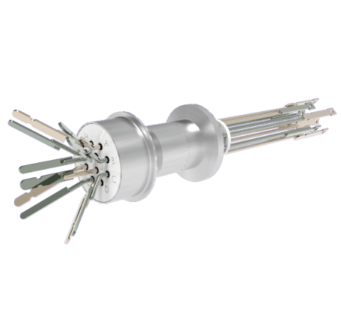 Thermocouple, Type J, 5 Pair in a KF16 Iso Quick Flange, With Spade Plug