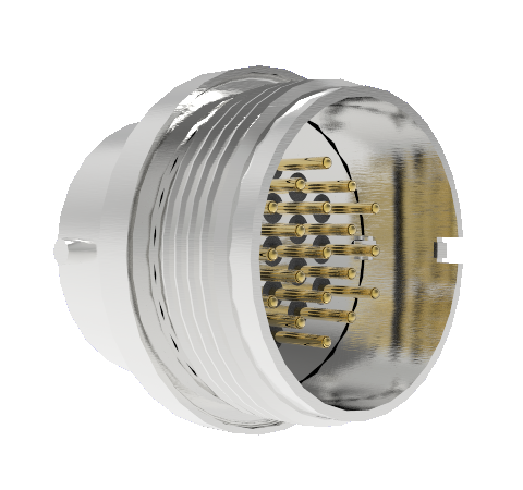 19 Pin Circular Connector, 26482 Series, 1kV, 3 Amp, Gold Plated Conductors, Double Ended, Weld in