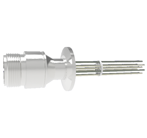 10 Pin 5015 Style Circular Connector, 700V, 4.8 Amp Alumel Conductor in ISO KF25 Flange Without Plug