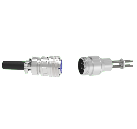 4 Pin 5015 Style Circular Connector, 700V, 46 Amp, Molybdenum Conductors in Weld Adapter With Plug