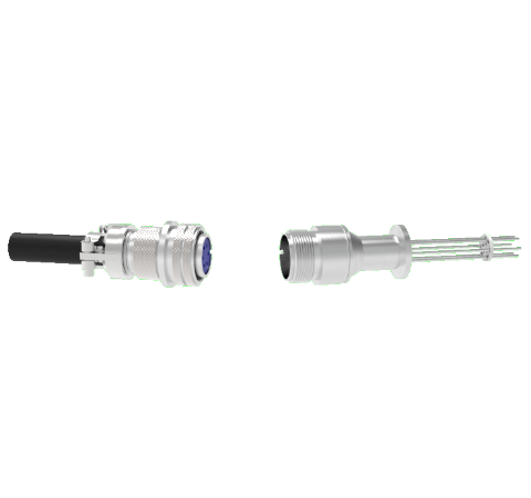 6 Pin 5015 Style Circular Connector, 700V, 4.8 Amp, Alumel Conductors in a KF16 Flange With Plug