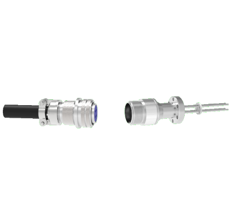 4 Pin 5015 Style Circular Connector, 700V, 16 Amp, Nickel Conductors in a CF1.33 Flange With Plug