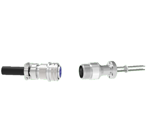 4 Pin 5015 Style Circular Connector, 700V, 23 Amp, Molybdenum Conductor in a CF1.33 Flange With Plug