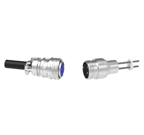 2 Pin 5015 Style Circular Connector, 700V, 46 Amp, Molybdenum Conductors in Weld adapter With Plug