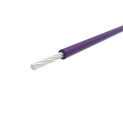 Single Conductor, Purple PTFE Insulate Wire, 28 AWG Silver Plated Copper, 250V, 96 Inch