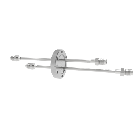 Liquid Feedthrough - Two 0.250 Inch Diameter 304 Stn. Stl. Tubes With VCR Fittings in CF2.75 Flange