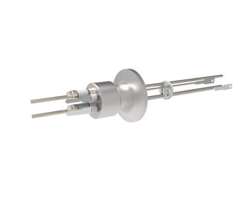 Thermocouple, Type E, 1 Pair with two 5kV, 16.5 Amp, Nickel Conductors in KF25 Flange With Spade Plug