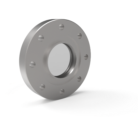 1.88 Inch View Diameter MgF2 UV Grade Window in a 304 Stn. Stl. 4.50 CF Flange